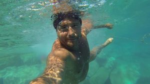 underwater travel selfie