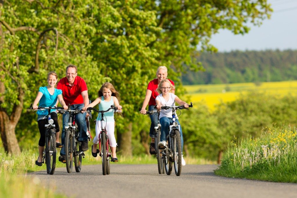family riding a bicycle